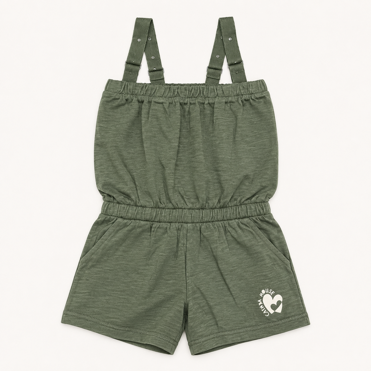 Combishort vert kaki en coton stretch - Fille - Canada House