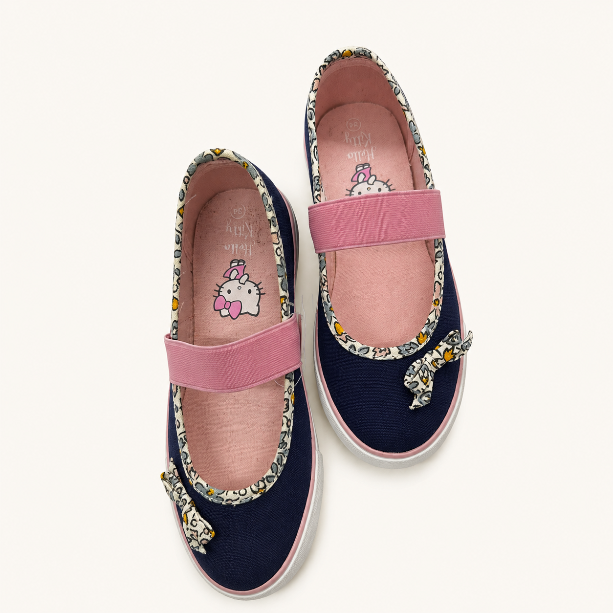 Tennis en Toile Bleu Marine et Rose Hello Kitty