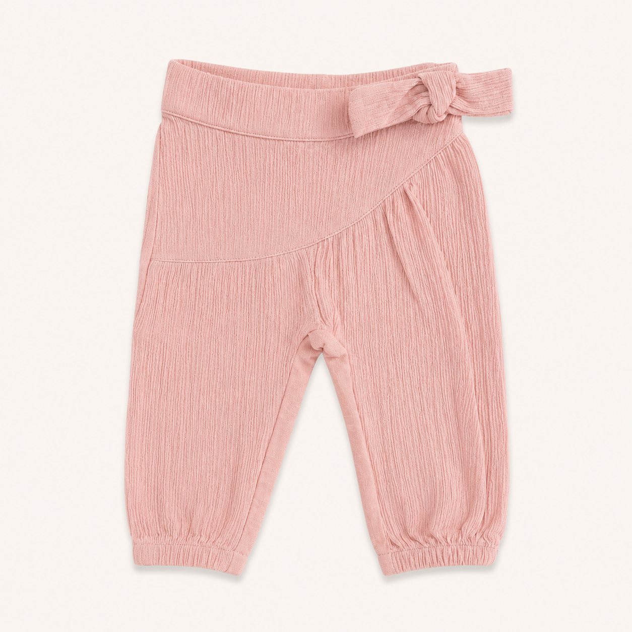 Pantalon rose en gaze de coton à nœud - Bébé fille - Canada House