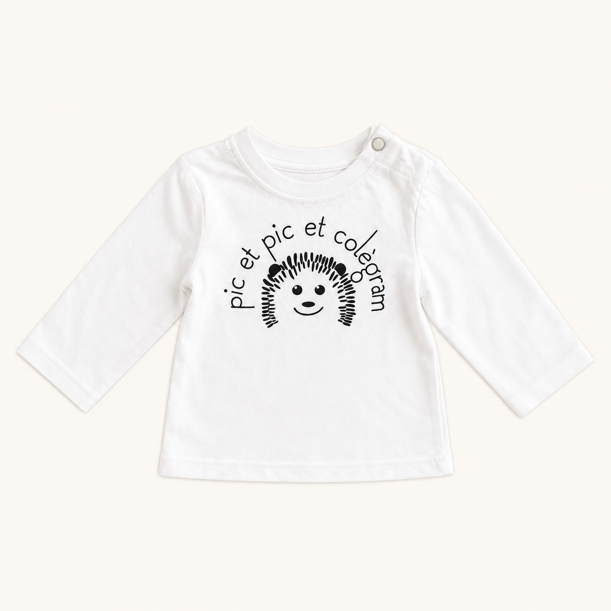 Tee-shirt blanc bébé imprimé message "Pic et pic et colégram"
