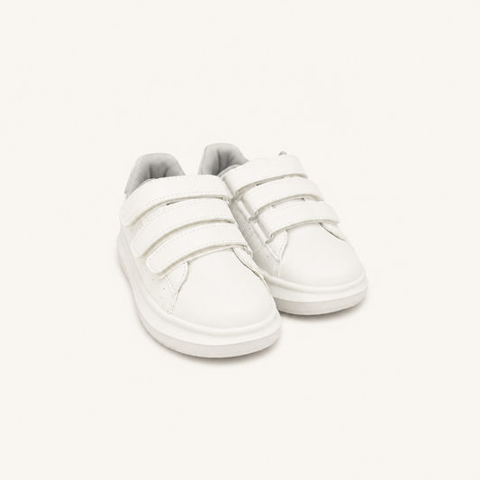 Baskets blanches à scratch enfants "Ten" Legea – Blanc & Gris