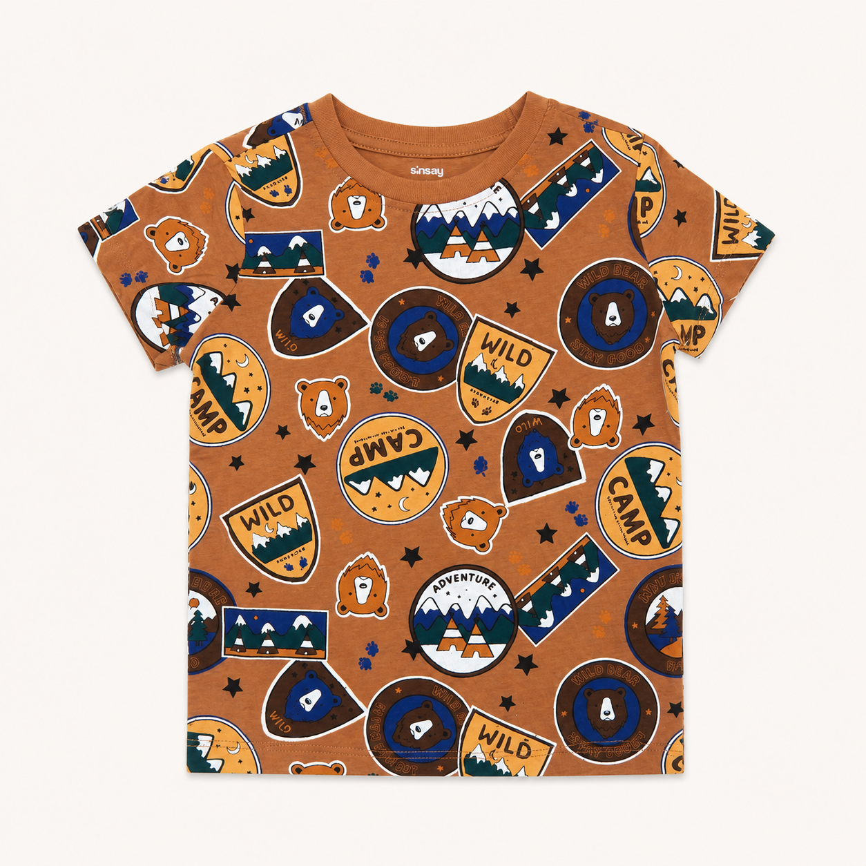 T-shirt marron enfant imprimé all-over