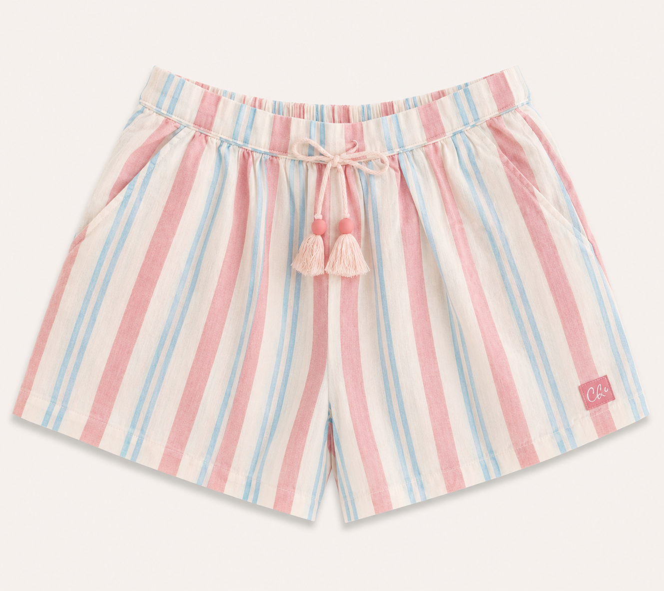 Short rayé rose et bleu à pompons - Fille - Canada House