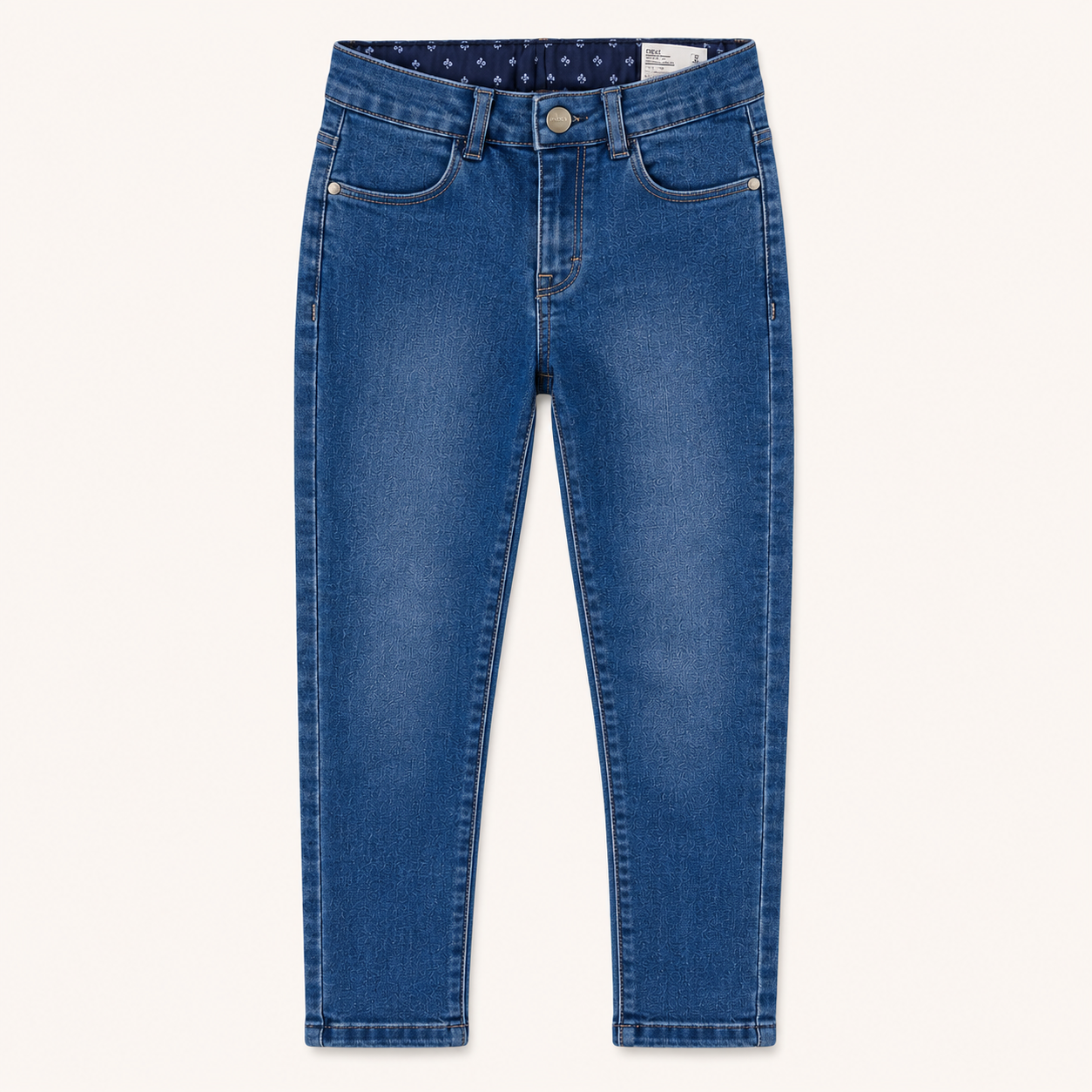 Jean slim stretch bleu moyen à doublure fleurie – Orchestra