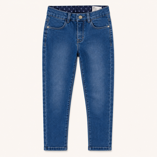 Jean slim stretch bleu moyen à doublure fleurie – Orchestra