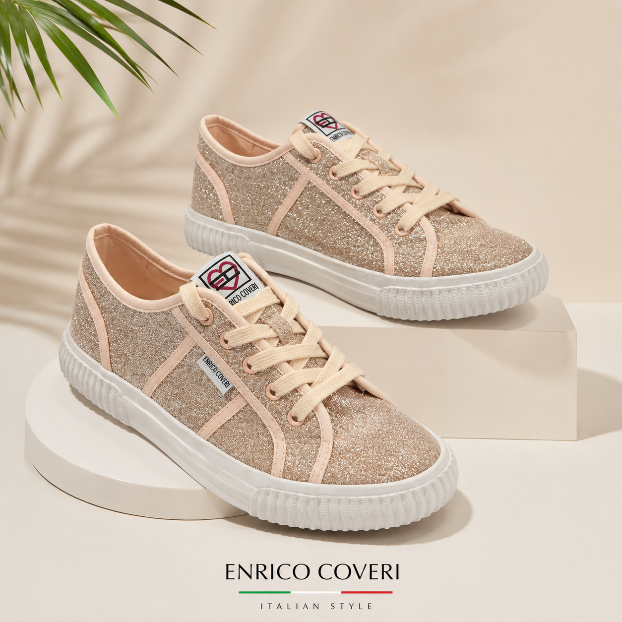 Baskets basses rose poudré pailletées - Fille - Enrico Coveri