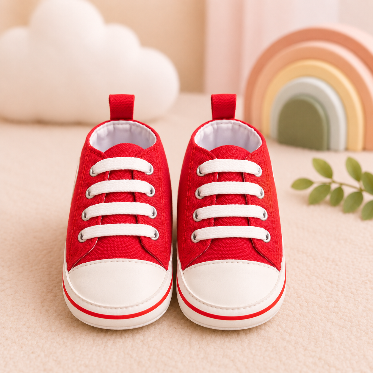 Baskets Montantes en Toile Rouge pour Bébé - Primigi