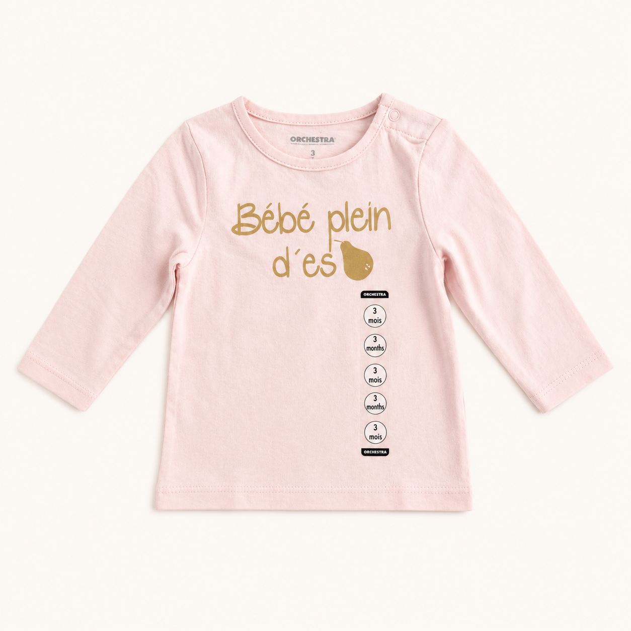 T-shirt manches longues rose "Bébé plein d'espoir" - Orchestra