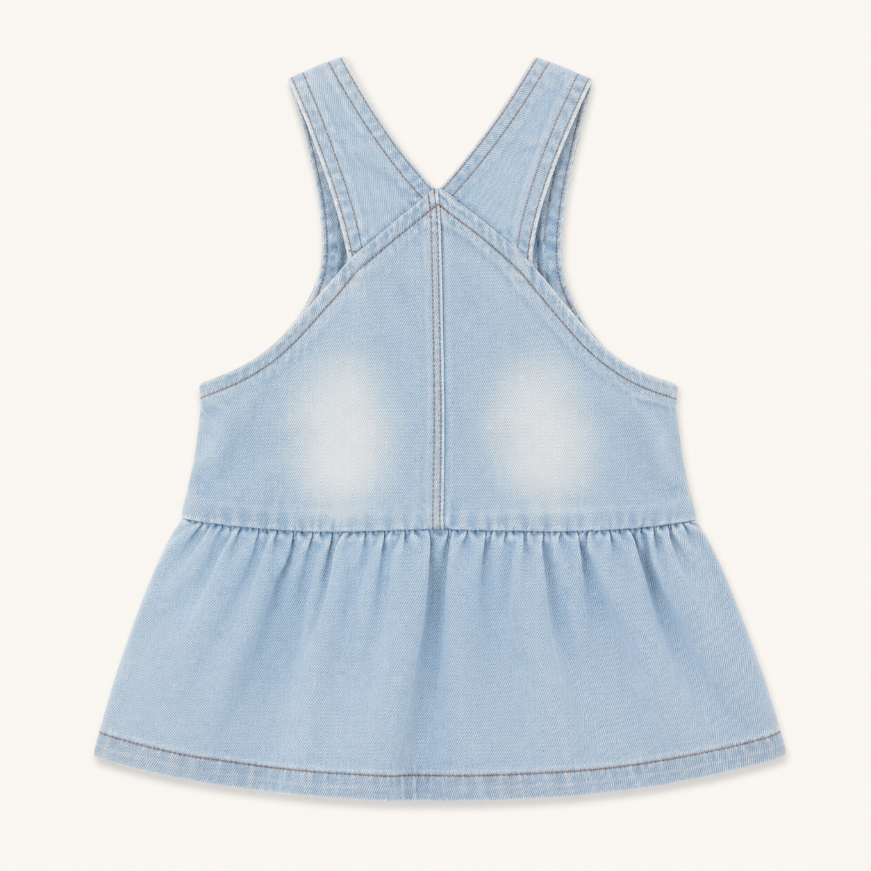 Robe salopette en jean motif souris avec volants - Bébé fille