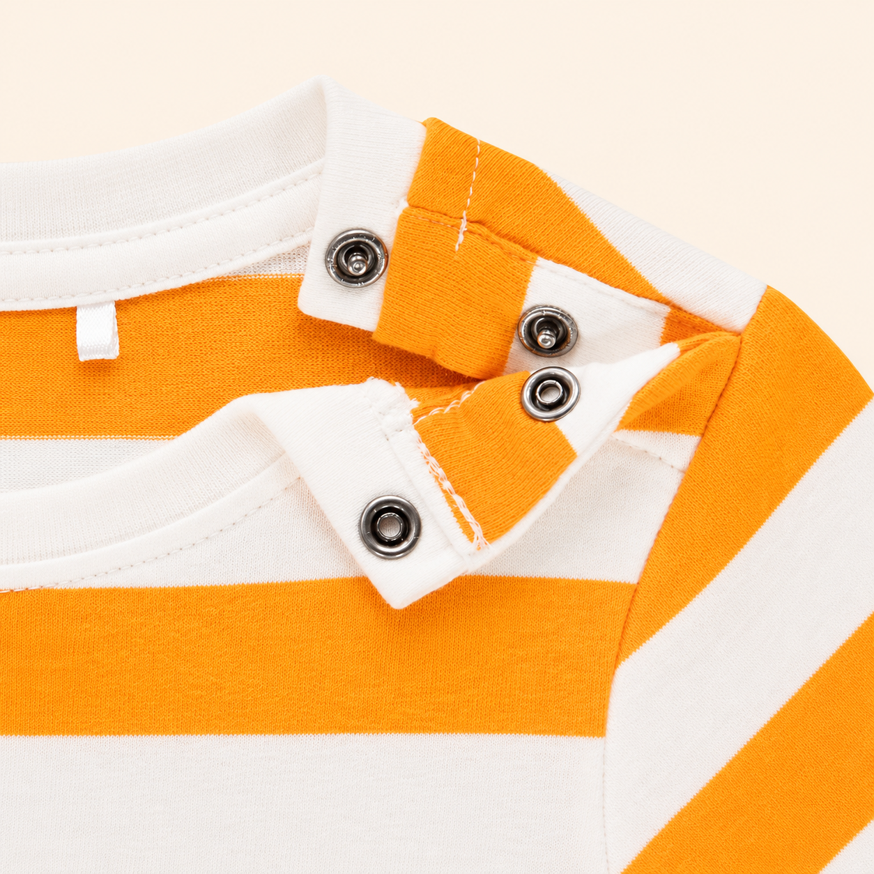 T-shirt Bébé Rayé Orange et Blanc - "Vrooomm"