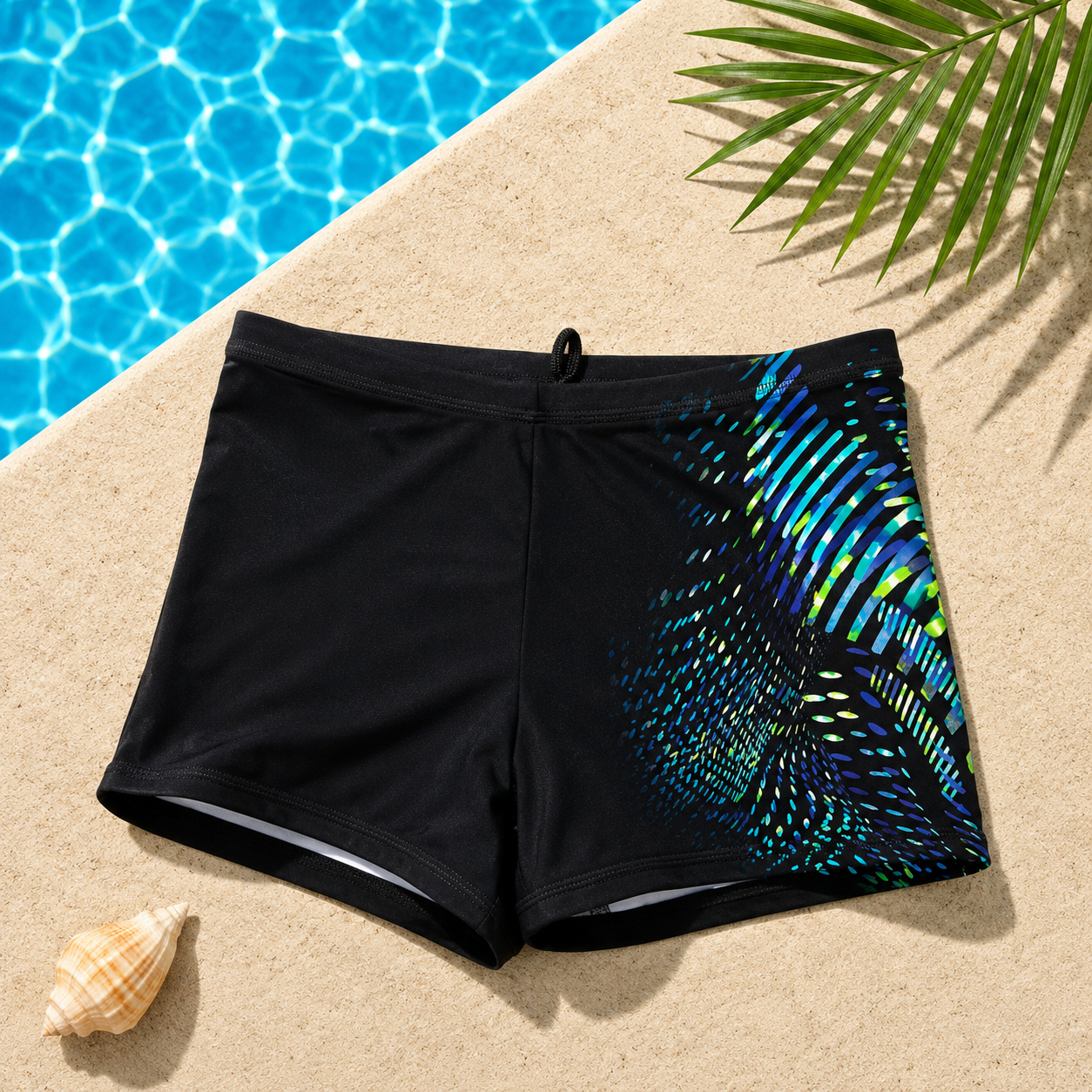 Boxer de bain enfant Graphique Sport – Noir et Dégradé Néon