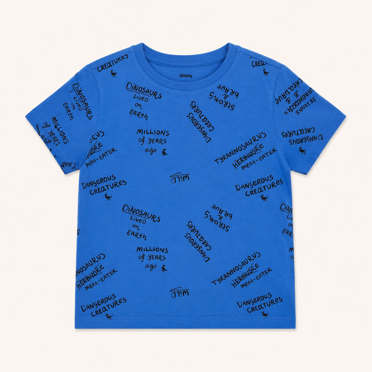 T-shirt Sinsay Dinosaures Allover Enfant – Bleu Azur