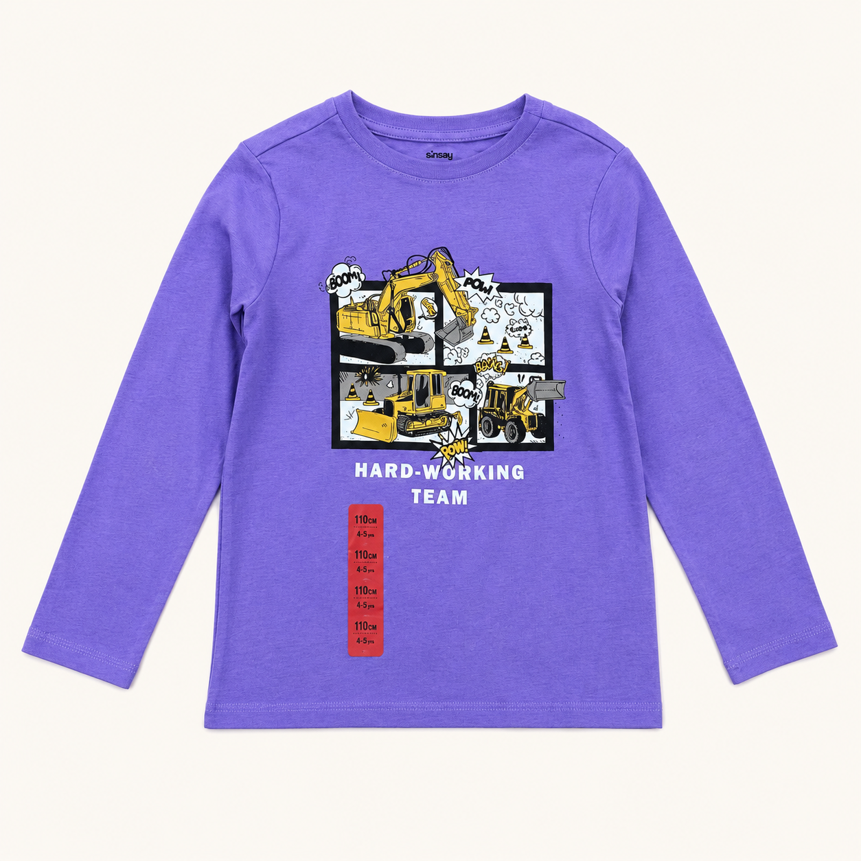 T-shirt Manches Longues Sinsay « Hard-Working Team » Enfant