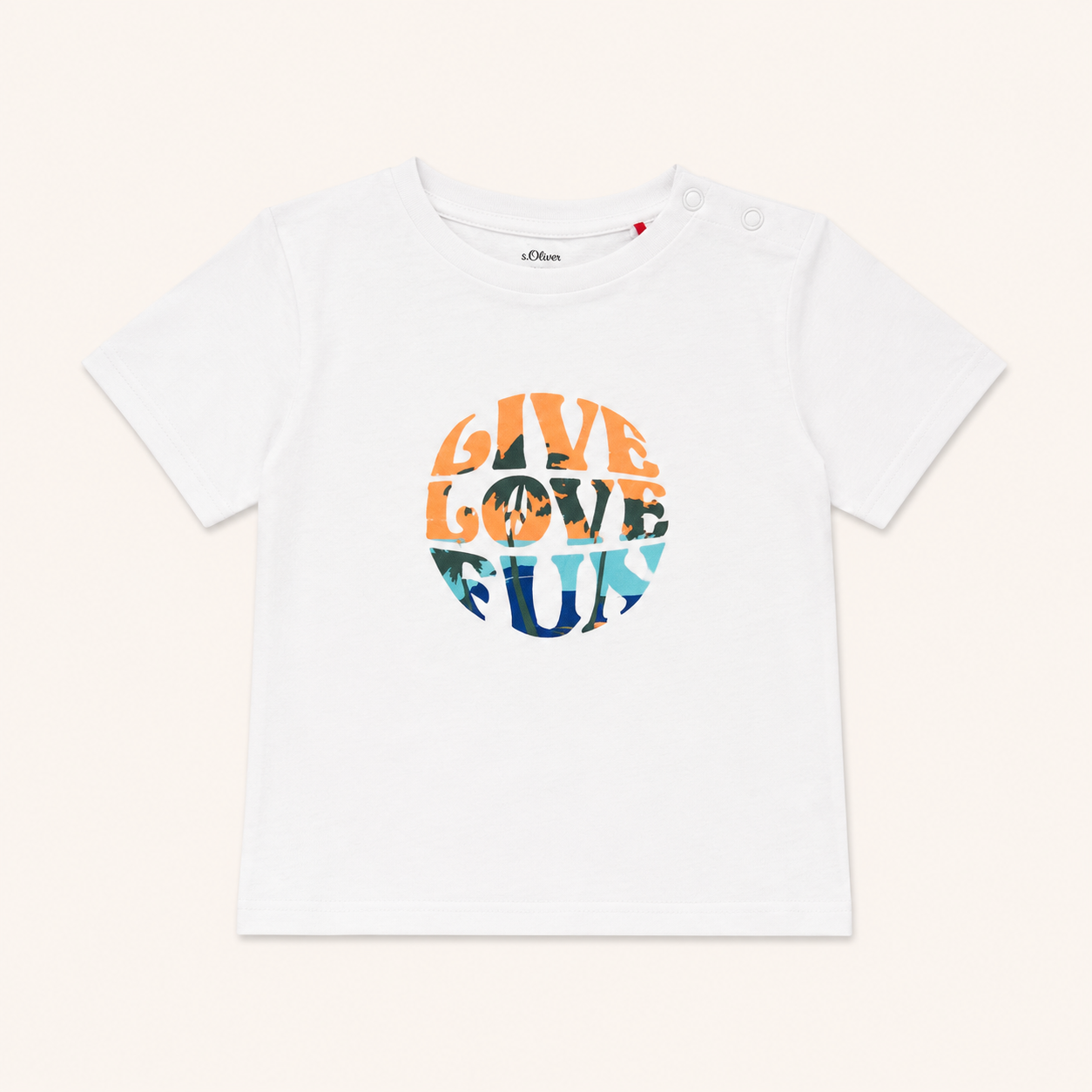 T-shirt Bébé Blanc à Imprimé Tropical "Live Love Fun"