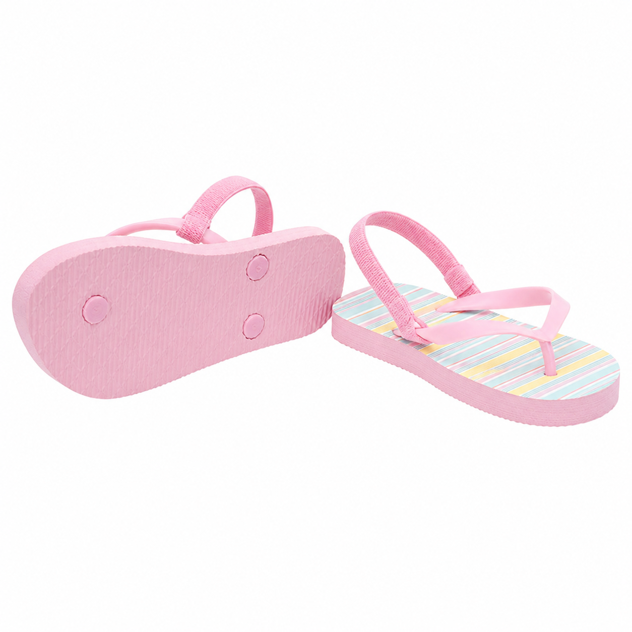 Tongs à rayures multicolores pour fille avec lanière selon l'âge