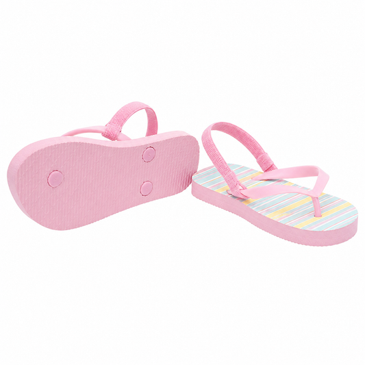 Tongs à rayures multicolores pour fille avec lanière selon l'âge
