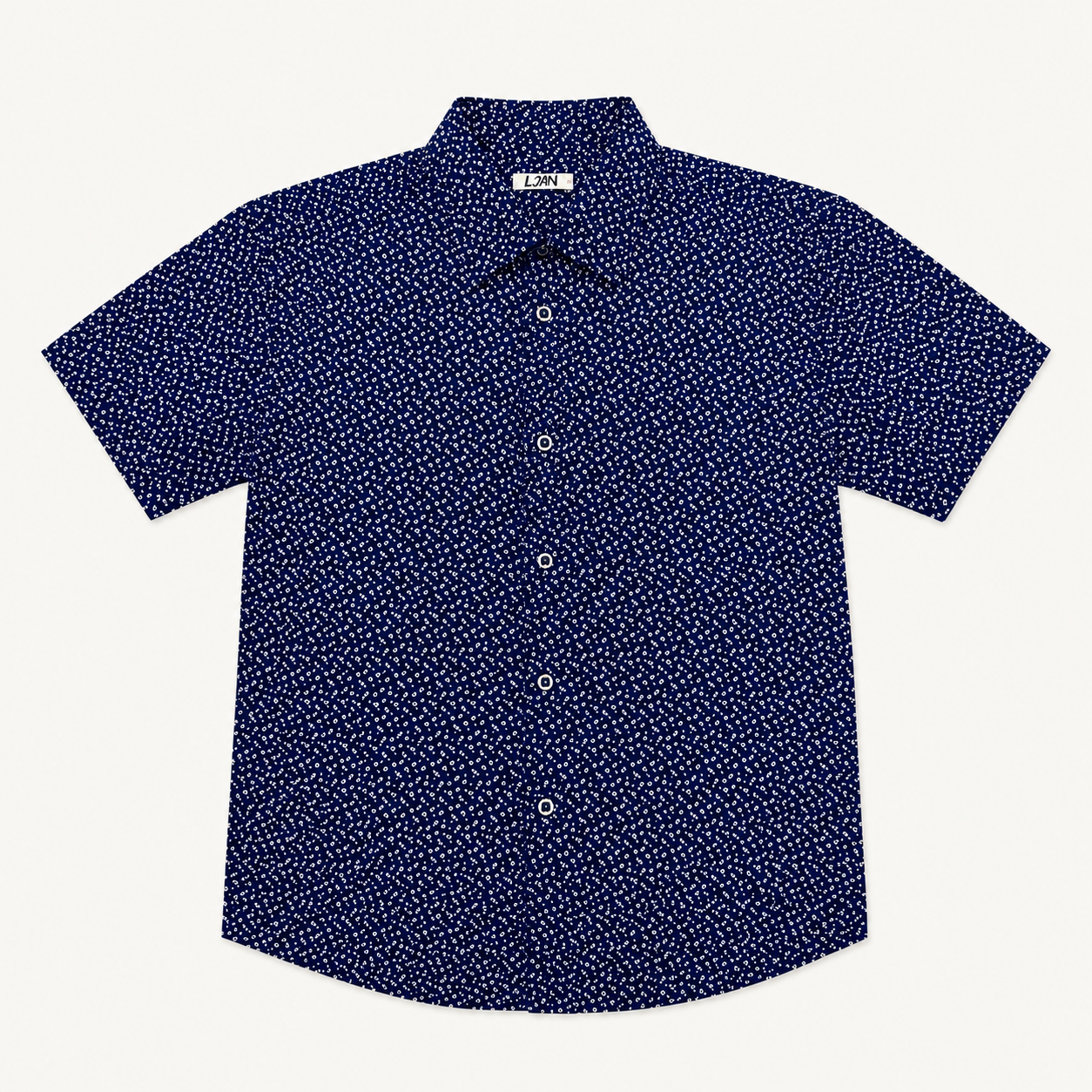 Chemise à manches courtes bleu marine imprimé fleuri