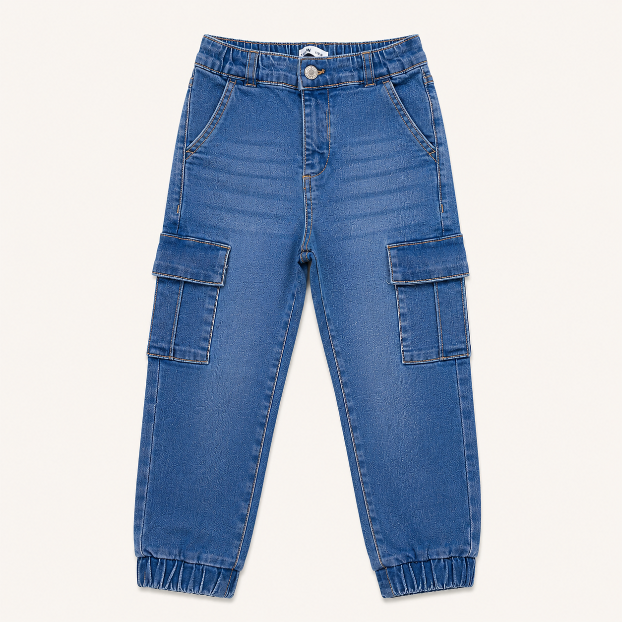 Pantalon Cargo en Jean Denim avec Chevilles Élastiquées - Sinsay