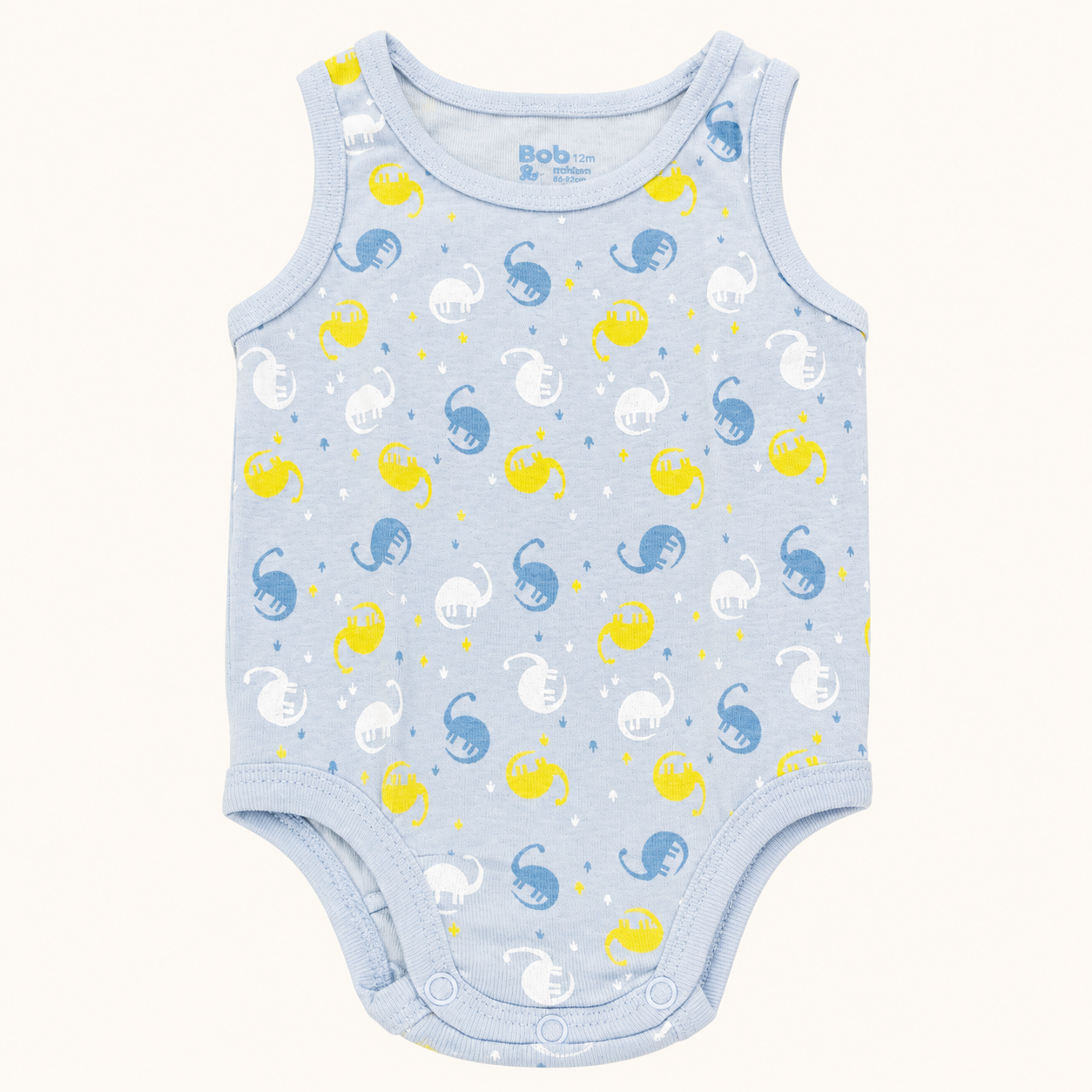 Lot de 2 bodies débardeurs en coton bio bleu – Motif Dinosaures | Bob & Oli