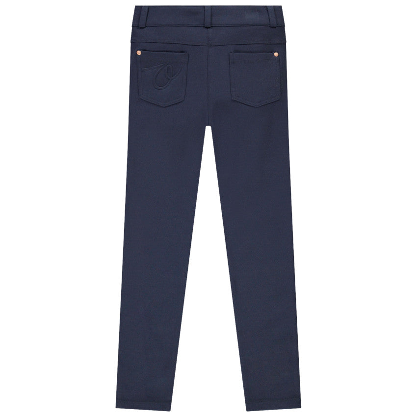 Pantalon milano uni avec empiècements aux genoux pour fille