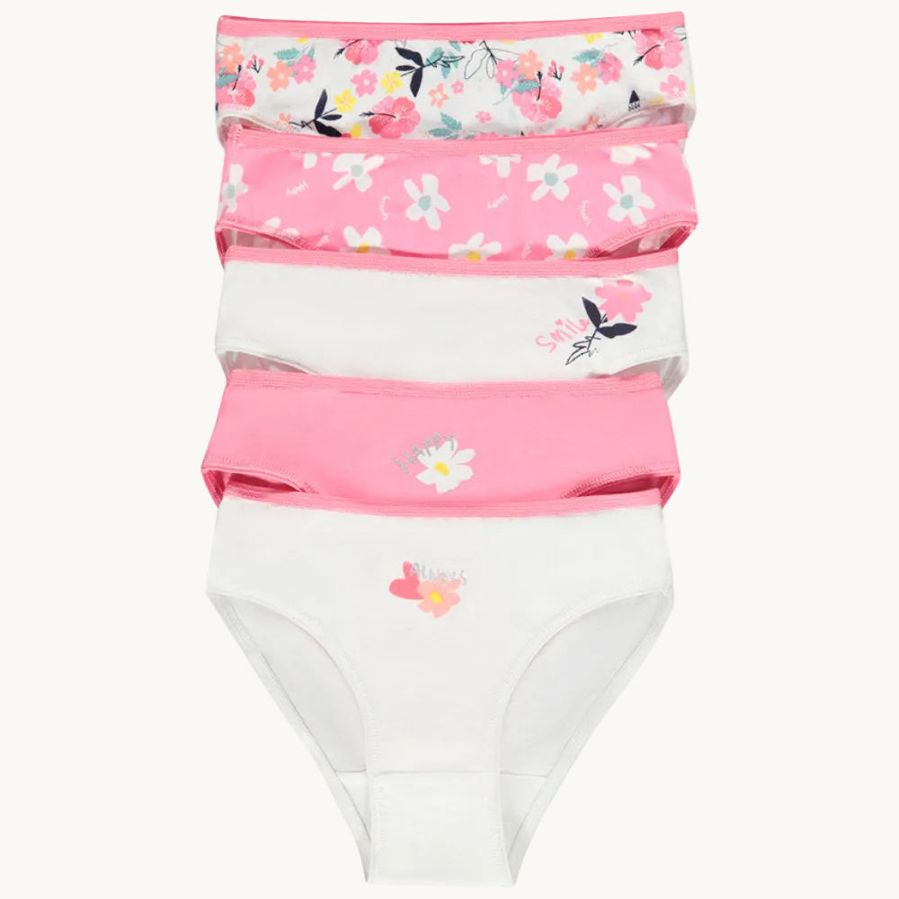 Lot de 5 culottes en jersey motifs fantaisie fleurs pour fille
