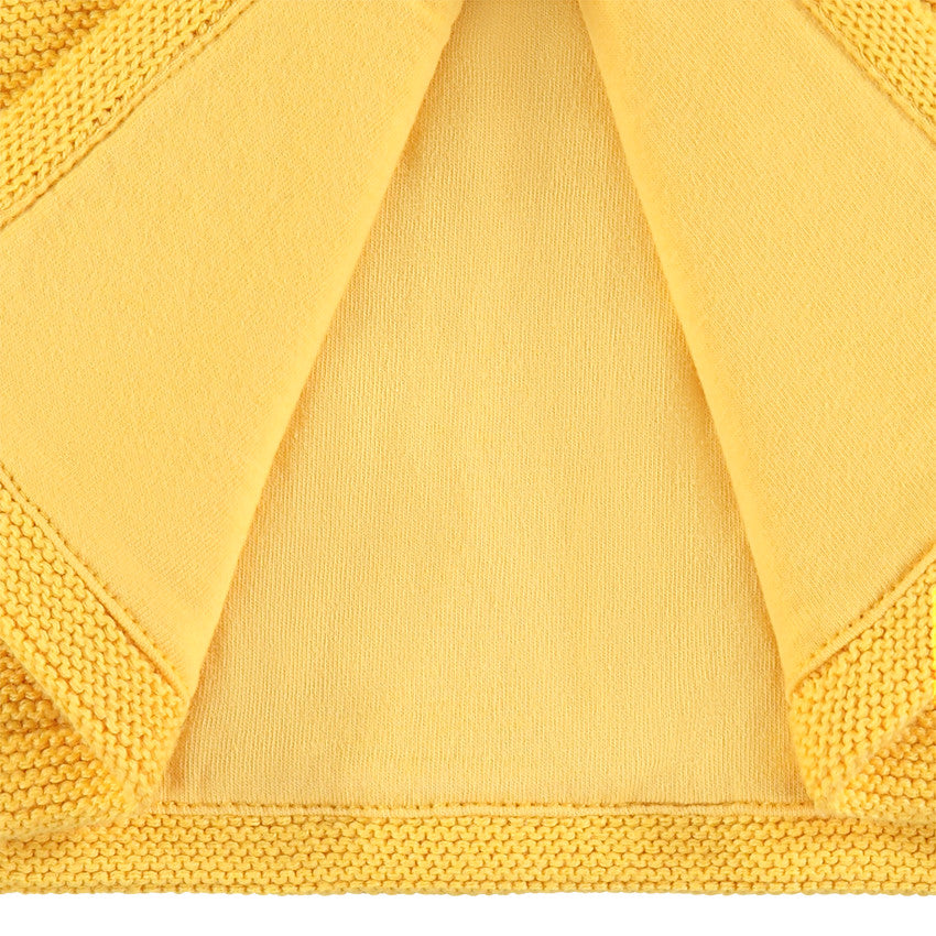 Veste à Capuche en Maille Mousse Jaune Moutarde pour Bébé
