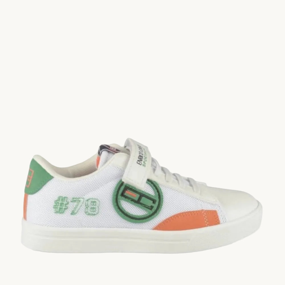 Baskets Enfant Blanches Enrico Coveri Sportswear – Style Tennis avec Scratch et Lacets Élastiques