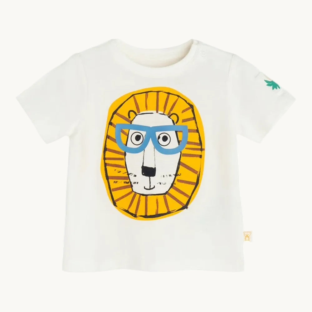 T-shirt écru imprimé Lion à lunettes – Cool Club