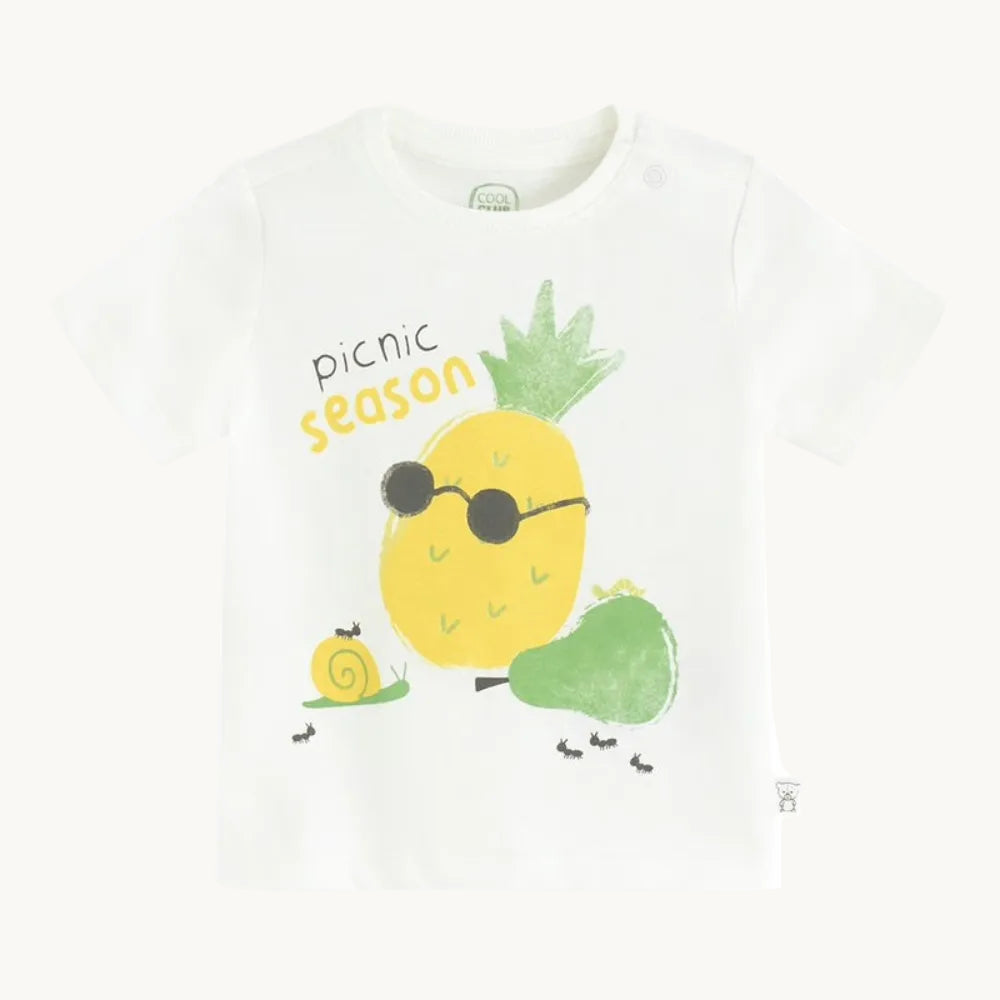 T-shirt Blanc Bébé Imprimé Ananas "Picnic Season"
