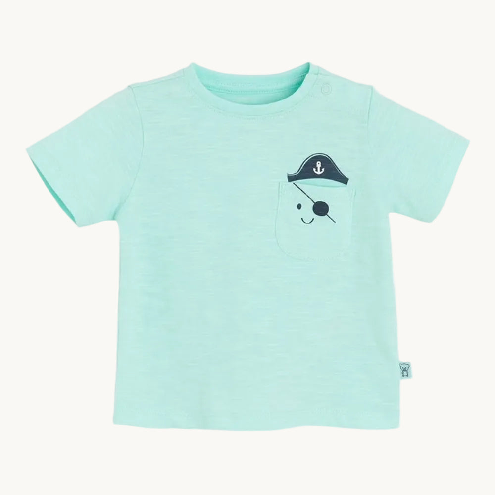 T-shirt bébé pirate en coton turquoise - Cool Club