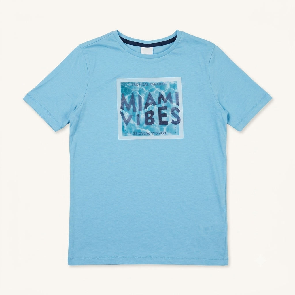 T-shirt Sinsay « Miami Vibes » Enfant – Bleu Azur
