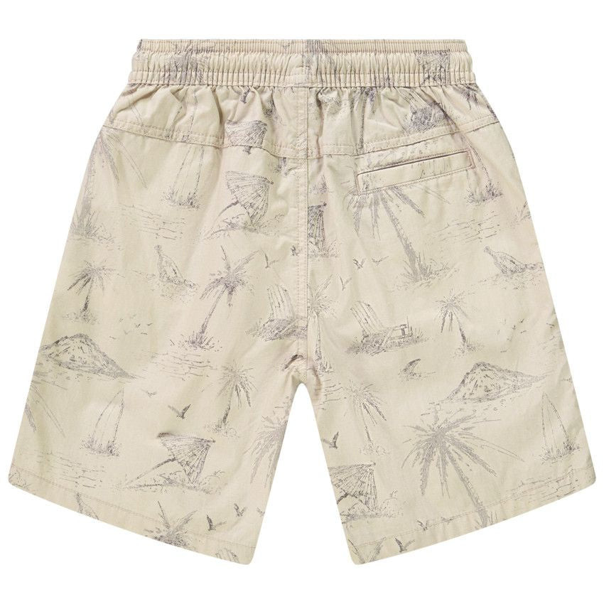 Bermuda en coton beige à imprimé plage et palmiers – Orchestra
