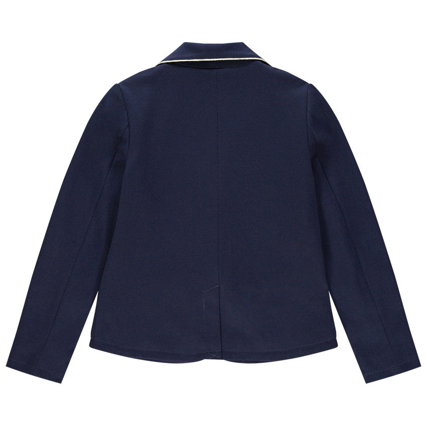 Veste de cérémonie fille bleue à motifs pailletés