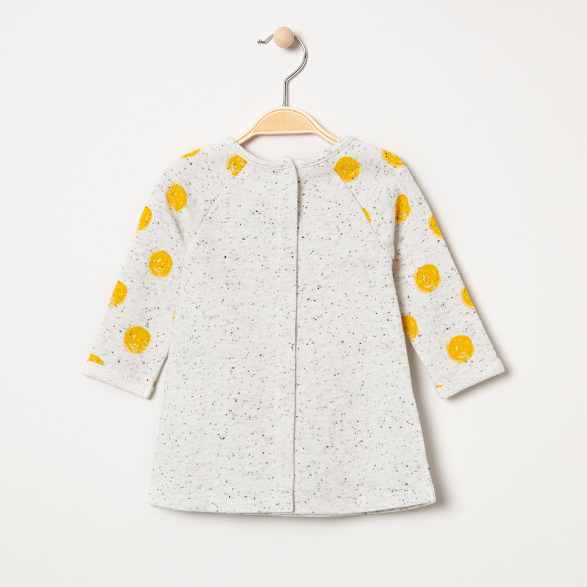 Robe Orchestra grise et jaune avec détails fleuris bébé fille