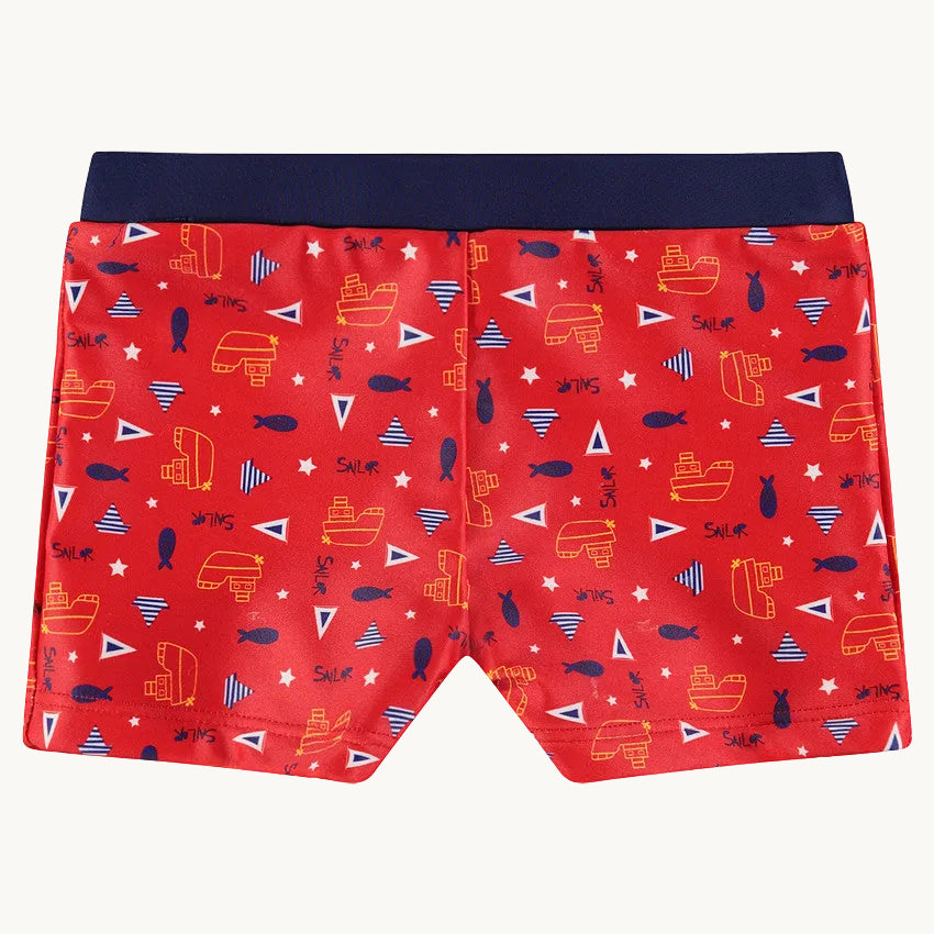 Boxer de bain imprimé bateaux et poissons all-over