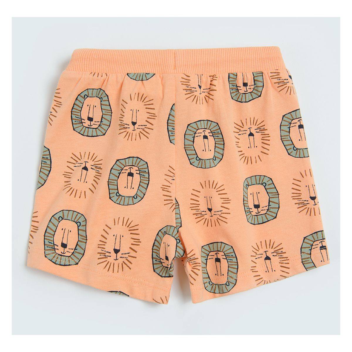 Short en coton pêche à motifs lions pour garçon – Cool Club