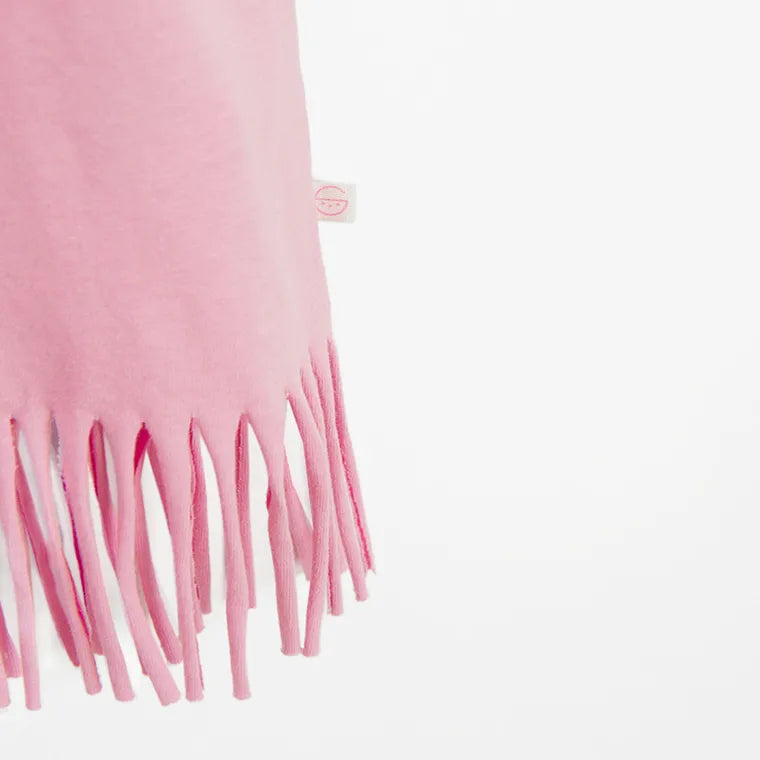 Top d'Été Rose Fille avec Imprimé Papaye et Franges
