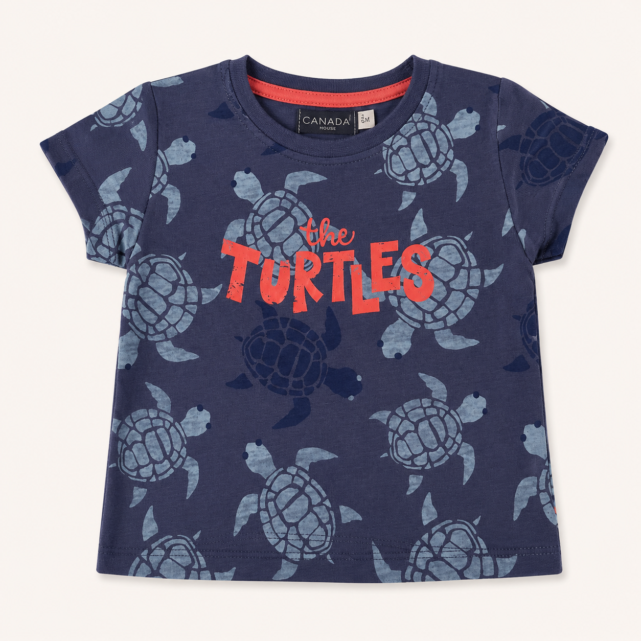 T-shirt bébé bleu marine imprimé tortues « THE TURTLES »