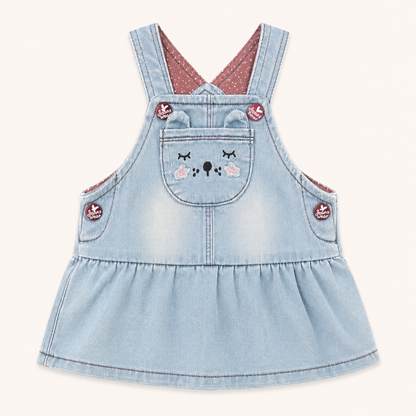 Robe salopette en jean motif souris avec volants - Bébé fille
