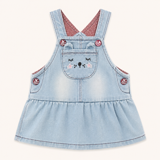 Robe salopette en jean motif souris avec volants - Bébé fille
