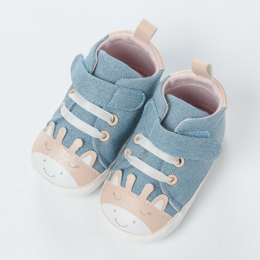 Chaussons Cool Club en jean à oreille Bleu Clair Rose Fille