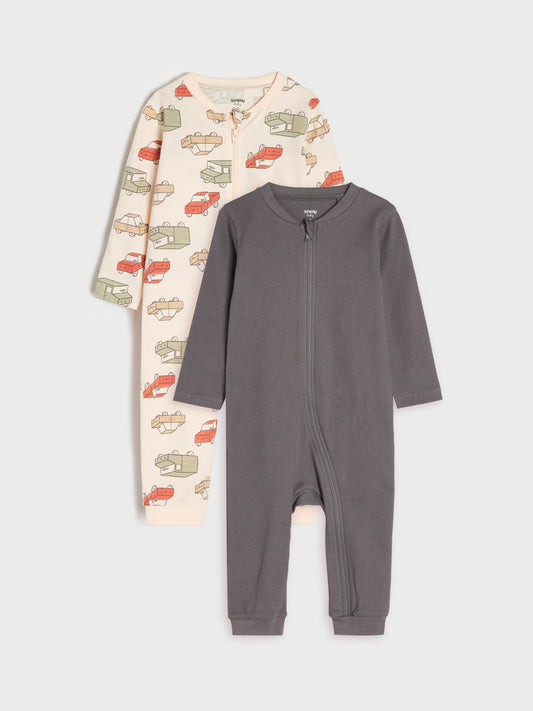 Lot de 2 pyjamas zippés en coton bébé garçon