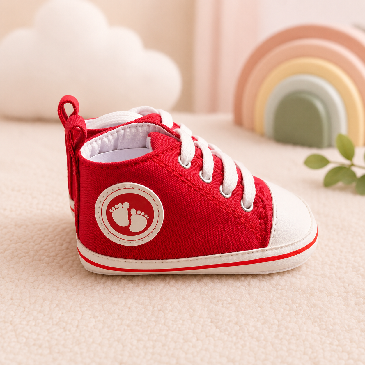 Baskets Montantes en Toile Rouge pour Bébé - Primigi