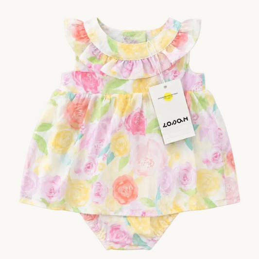 Robe bébé avec culotte et motif floral