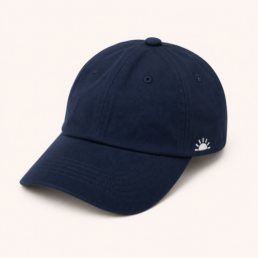 Casquette de baseball en coton bleu marine - Motif Soleil