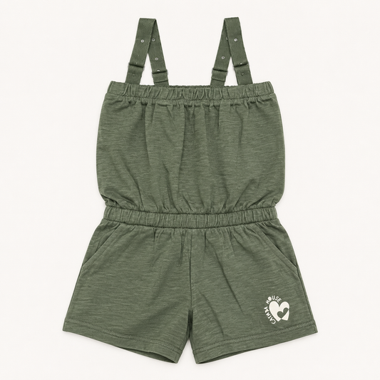 Combishort vert kaki en coton stretch - Fille - Canada House
