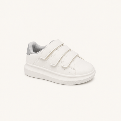 Baskets blanches à scratch enfants "Ten" Legea – Blanc & Gris