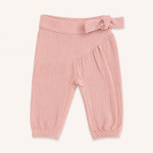 Pantalon rose en gaze de coton à nœud - Bébé fille - Canada House