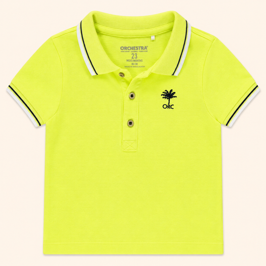 Polo Bébé Vert Néon à Motif Palmier - "ORC"