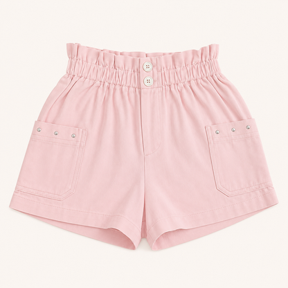 Short rose à taille paperbag et poches à rivets - Fille - Canada House